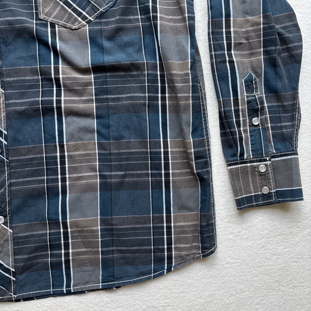 Supply Company USA Men XXL Long Sleeve Western Plaid Pearl Snap Rodeo Stitching - Picture 7 of 14